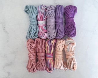 Celestial Dreams Vegan Fibre Pack, macrame single twist string sampler, 4mm 5mm cord, 3 ply rope, gift for craft lovers, cotton yarn