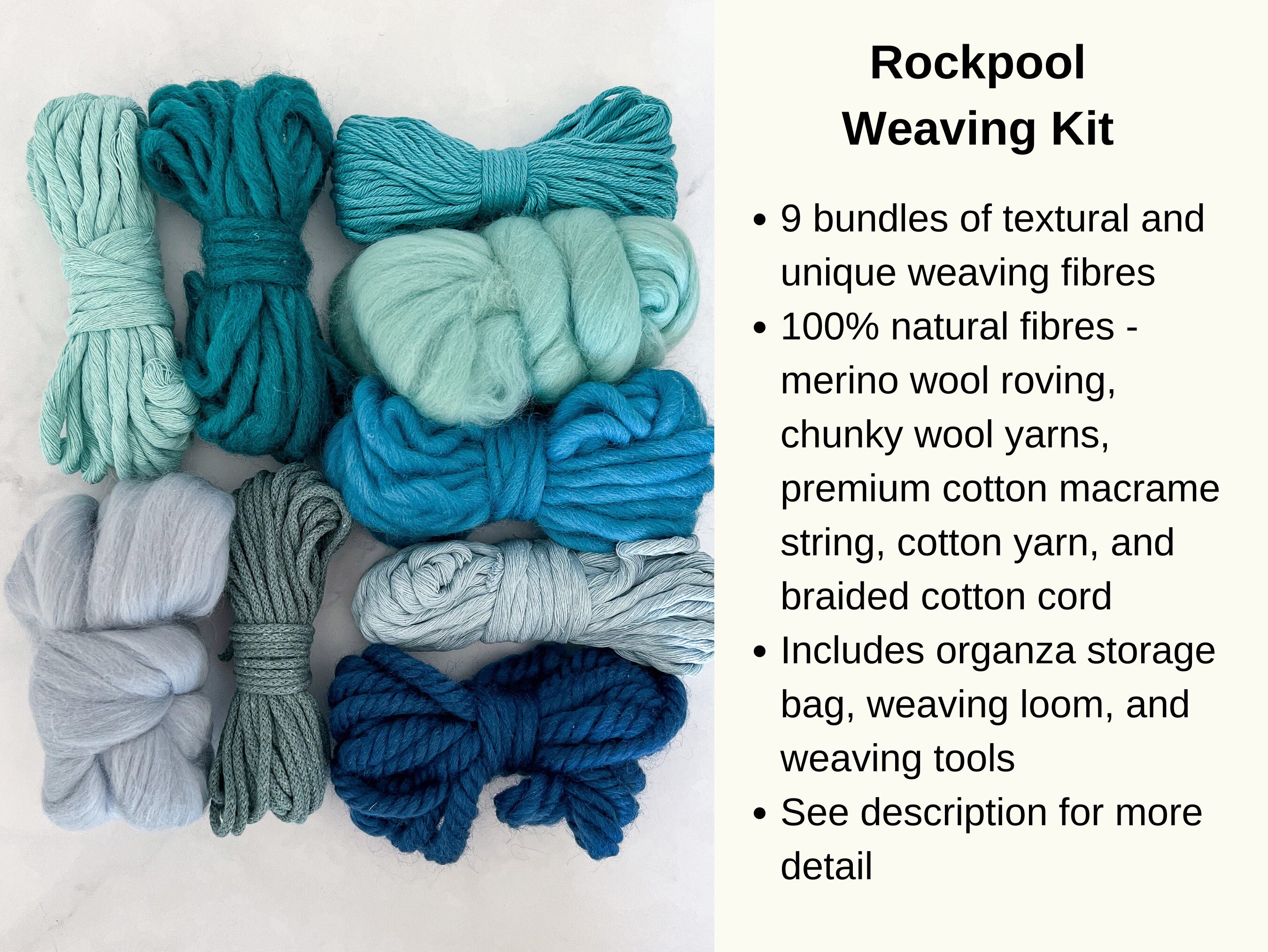 Circle Weaving Kit, Rockpool Fibre Pack, Blue Weaving Supplies, Craft ...