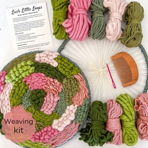 Circle Weaving Kit, Rose Garden Weaving Fibre Pack, craft kit for adults, hand weaving loom, cottagecore decor, birthday gift for crafter