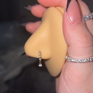Dangle nose ring PLUS FREE diamond plug