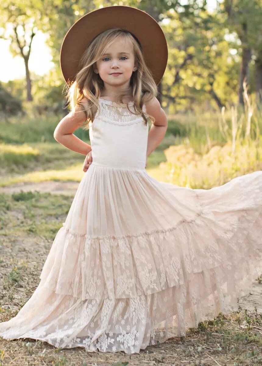 Boho Flowergirl Dress Flowy Dress Flower Girl Full Length - Etsy