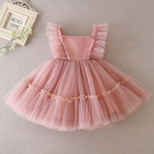 Dusty Rose Pink Dress Ist Birthday Dress Pink Dress Baby Etsy