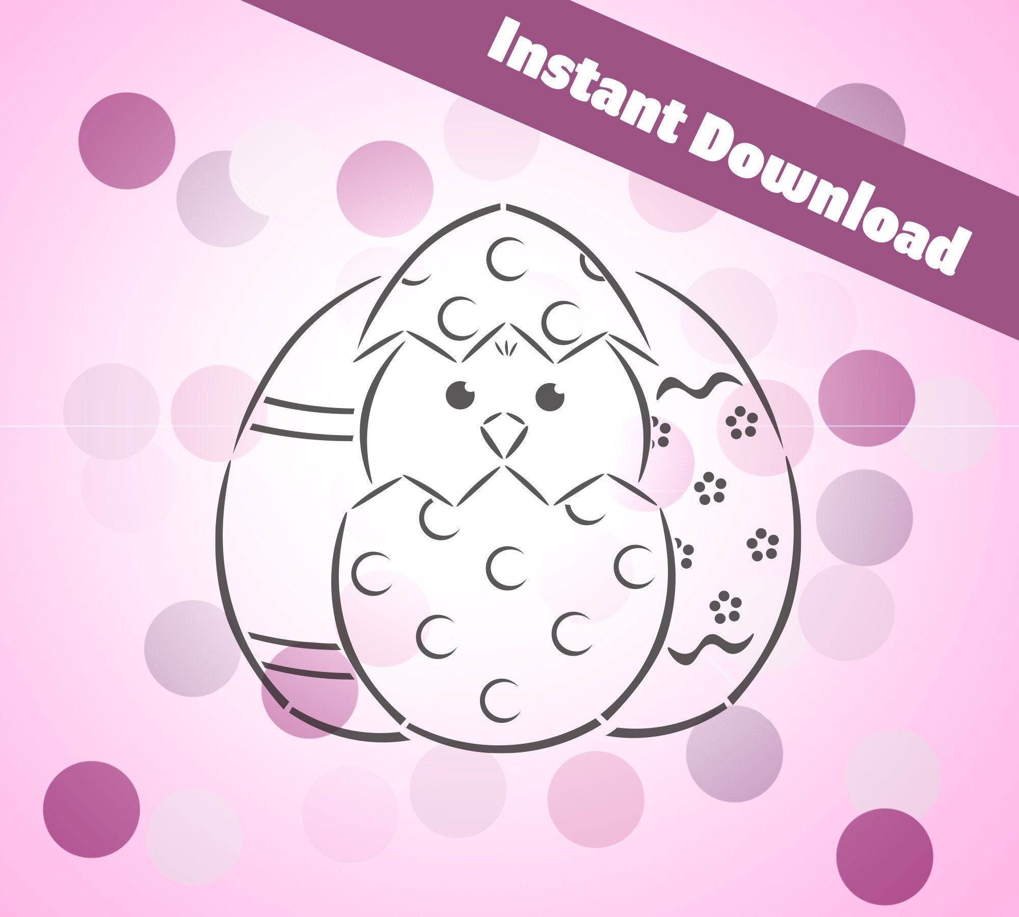 PYO Cookie Stencil Easter Egg Hatchling Chick Digital File Etsy