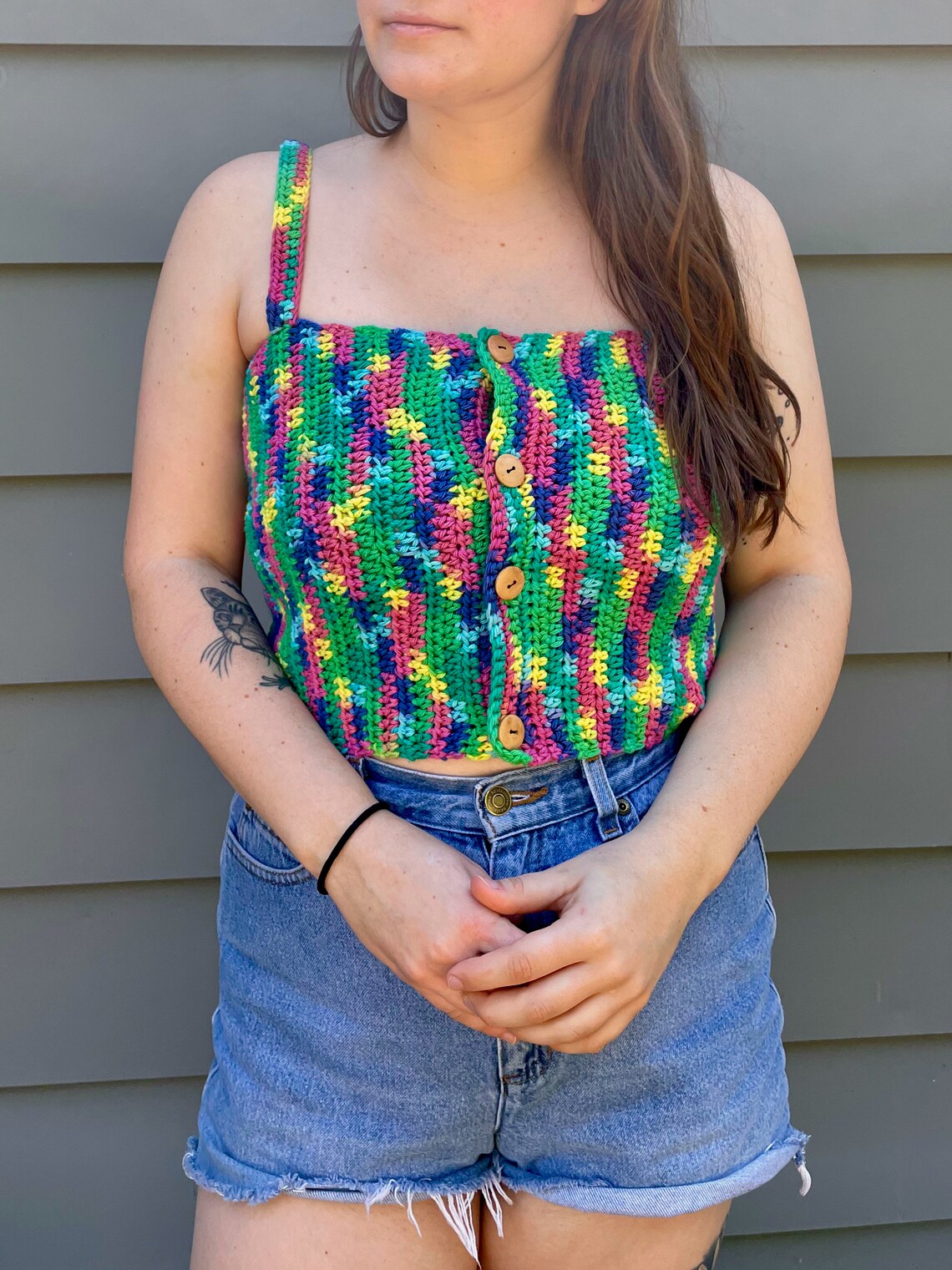 rainbow button up