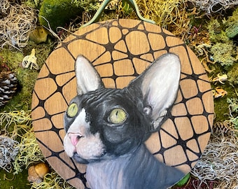 Original Gouache Painting on Wood - "Cats Cradle"