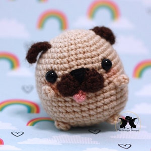 Cute Amigurumi Pug Keychain, Crochet Pug Keychain, Amigurumi Pug Dog Doll, Crochet Pug Dog Doll. Pug Puppy Doll, Pug Plush, Pug Plush Doll