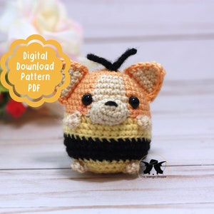 Crochet Corgi Bee PATTERN, Crochet Corgi Pattern, Crochet Bee Pattern, Crochet Pattern, Crochet Instructions, Crochet Corgi Blueprint