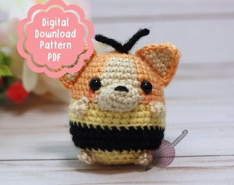 Padrão de amigurumi de abelha corgi em crochê (PDF)