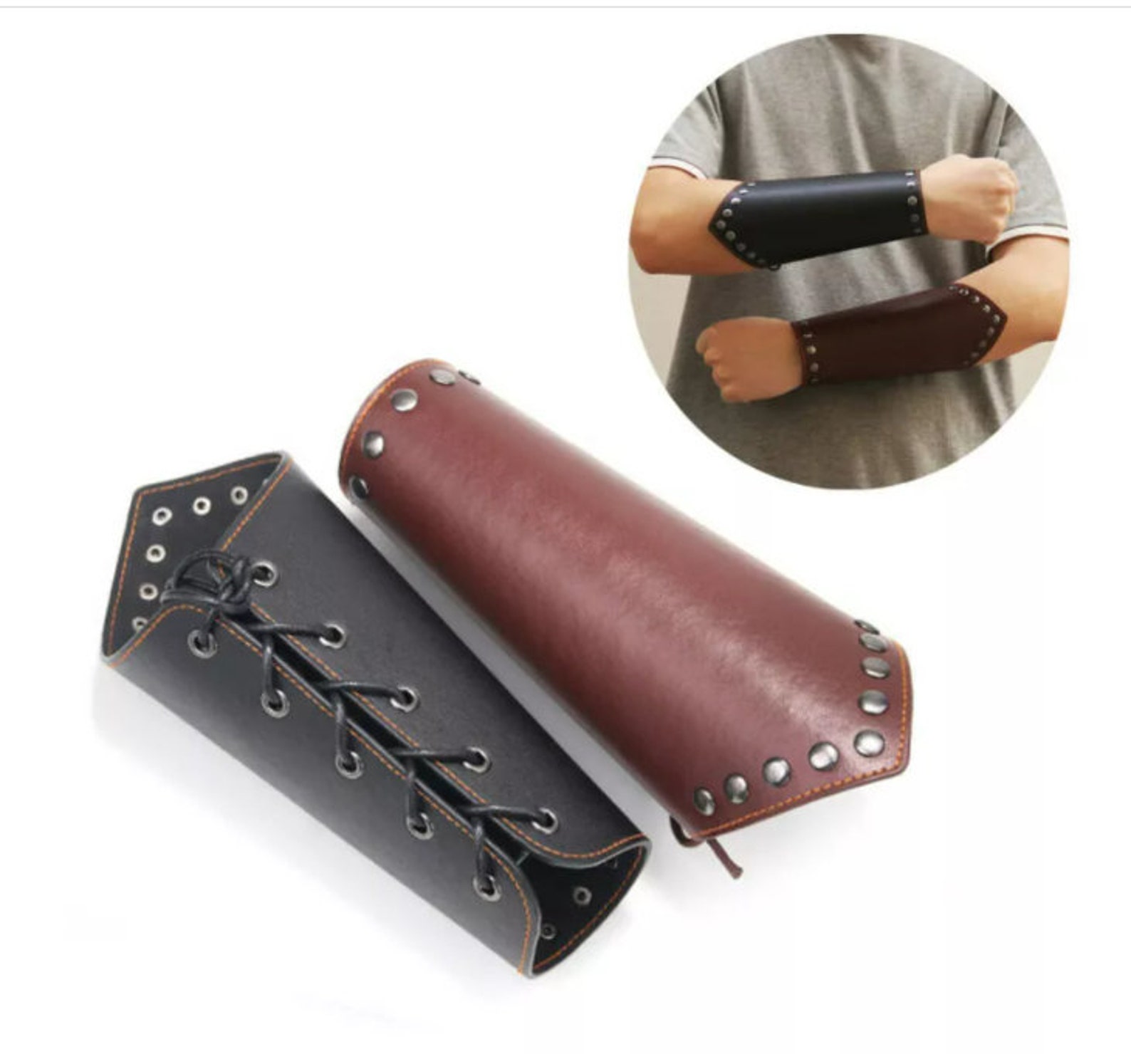 Armband Leather Punk Wide Archery Arm Guard Viking Bracer Etsy