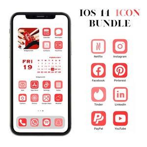 Light Red iPhone App Icons: iOS 14 Customization (Digital Download)