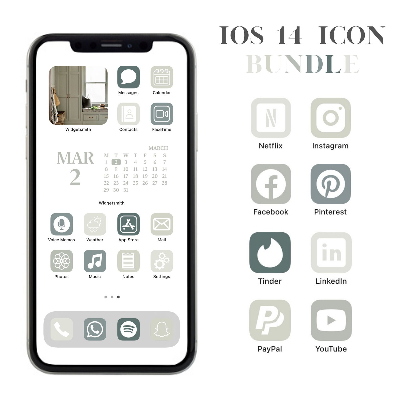 Muted Sage iPhone Icons Ios 14 Icons App Icons Ios 14 Etsy