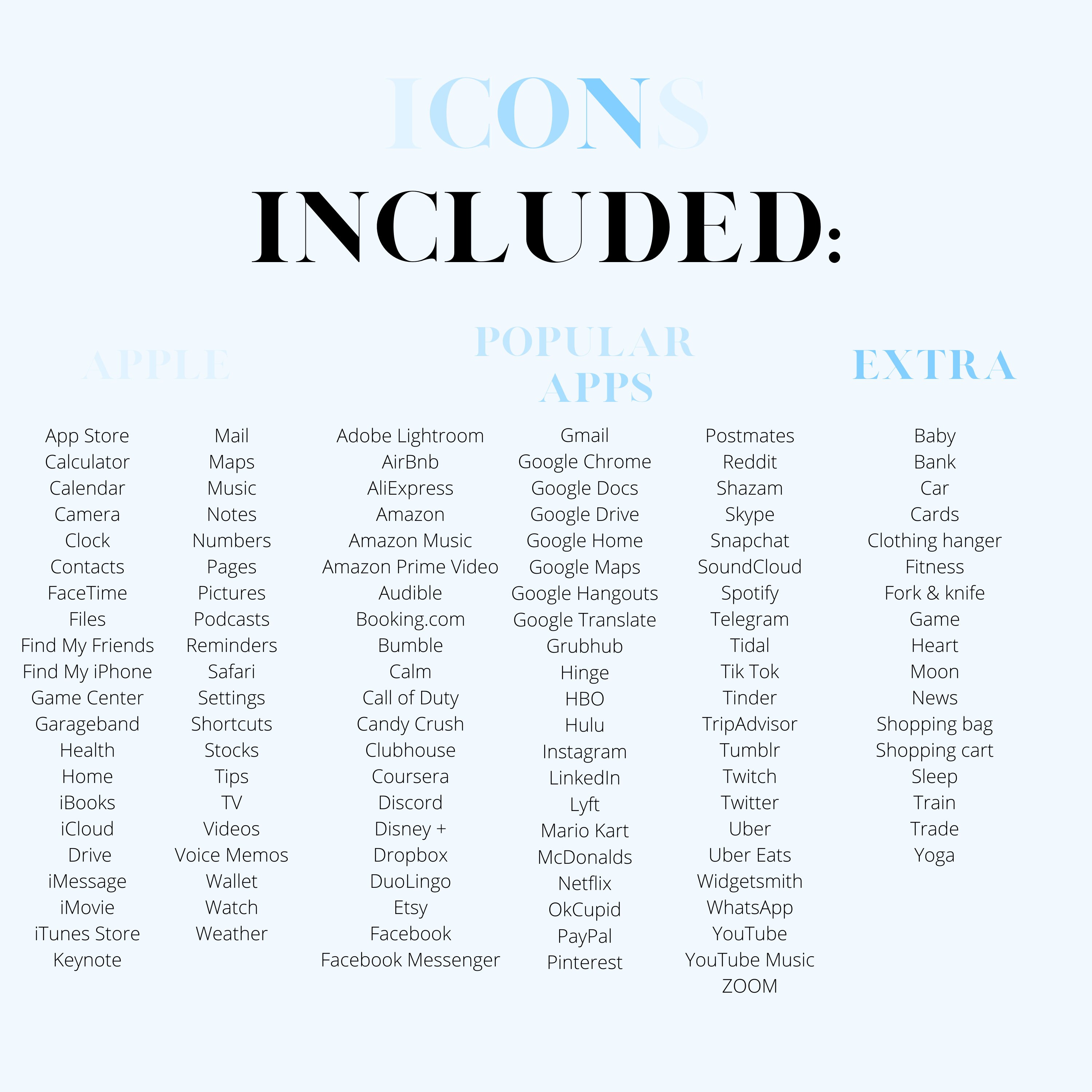 Light Blue iPhone Icons Ios 14 Icons App Icons Ios 14 Etsy