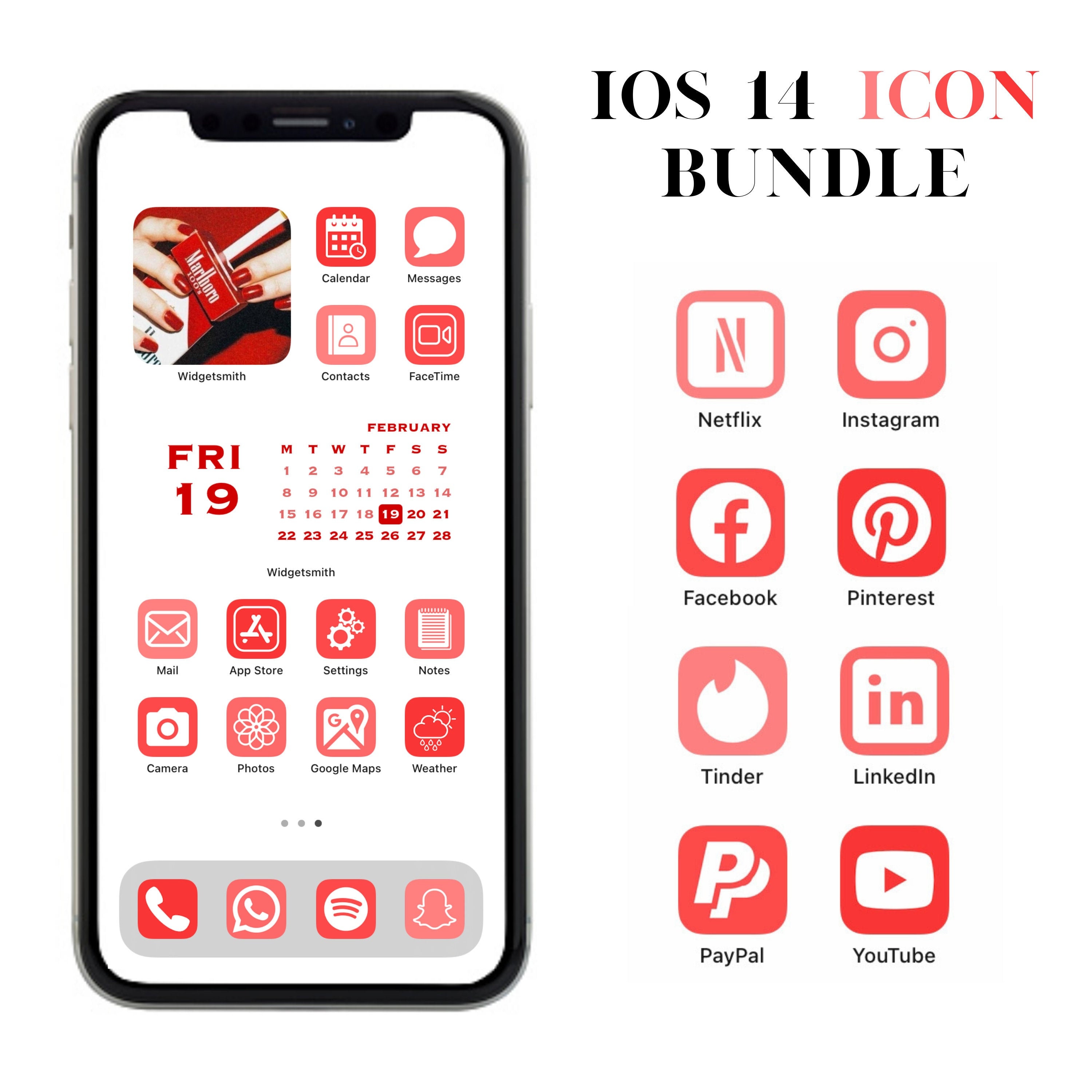 Light Red iPhone Icons Ios 14 Icons App Icons Ios 14 Etsy