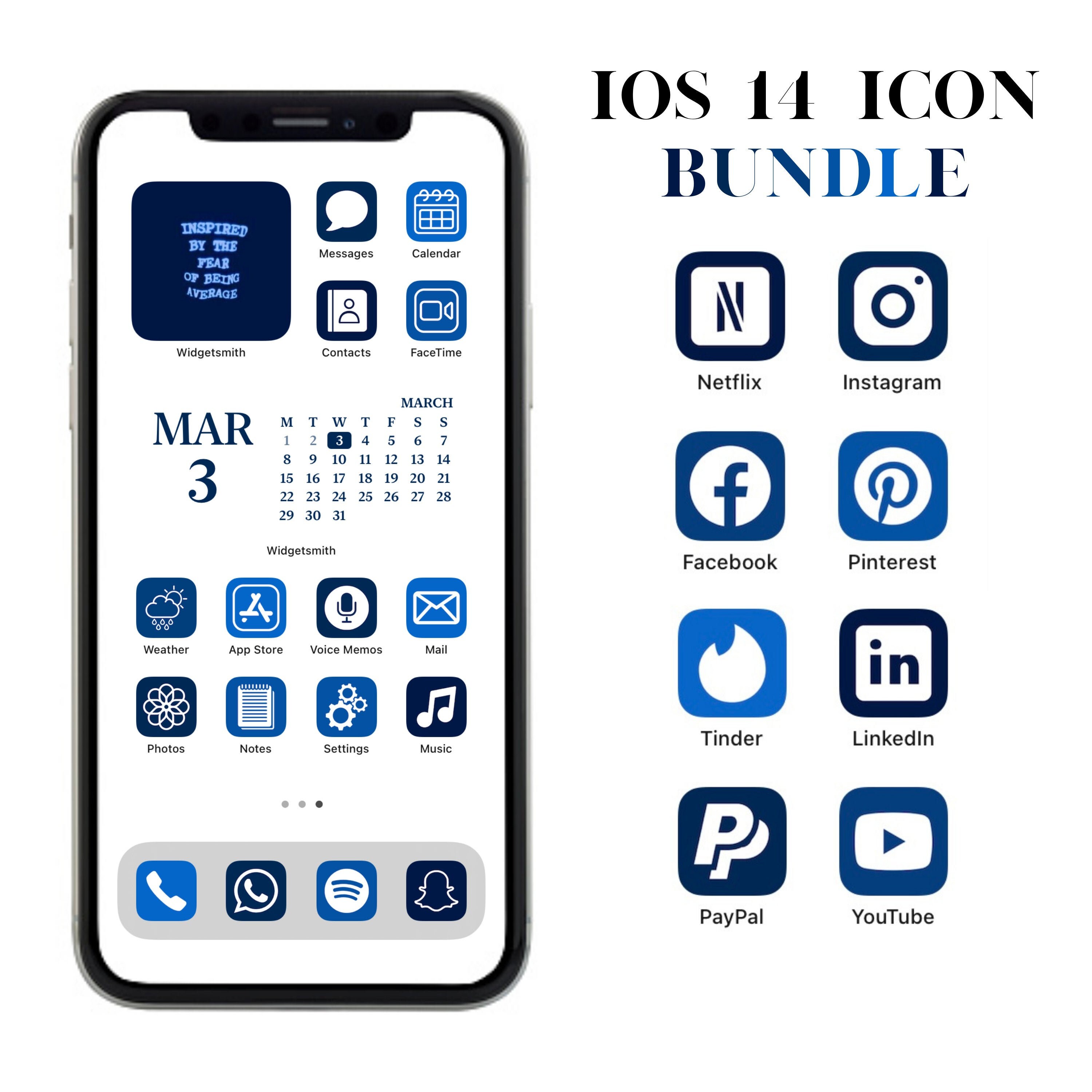 Dark Blue iPhone Icons Ios 14 Icons App Icons Ios 14 Etsy