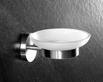 Ambrosya - Zeephouder met wandmontage - Zeephouder kom glas zeepbakje zeepbakje toilet WC badkamer