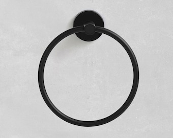 Ambrosya - Towel holder made of stainless steel in black - towel ring, towel holder, towel rail, towel stand, coat hook