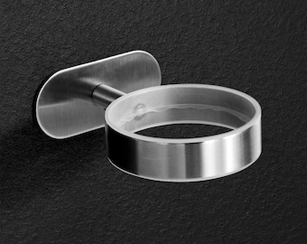 DIYZON Anello per Asciugamani con Ripiano in Acciaio, in Acciaio Inossidabile 304, Autoadesivo per Bagno, Gancio per Asciugamani da Parete, per Bagno e Cucina (Argento