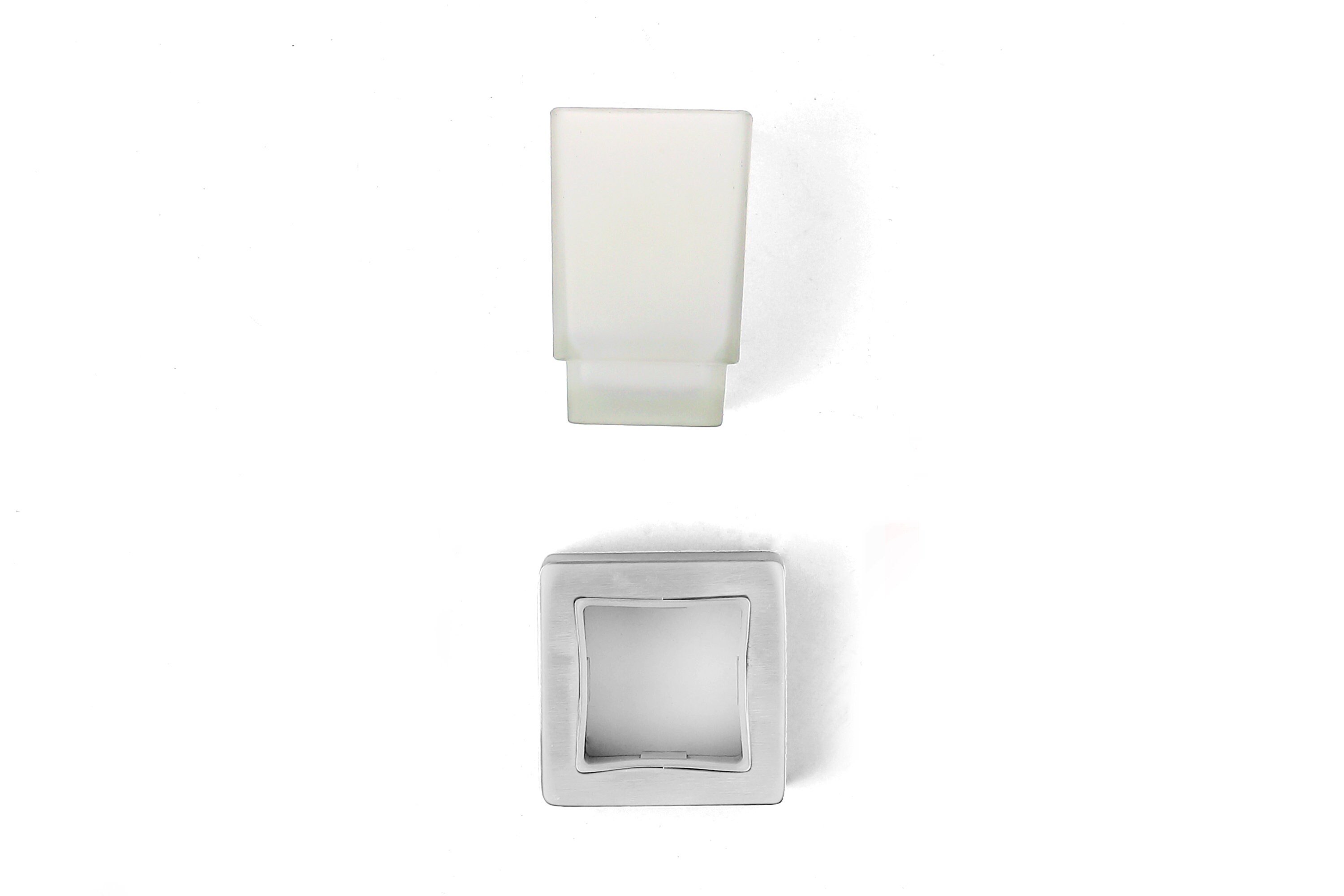 Porte-Brosse à Dents Acier Inoxydable Brossé Avec Verre - Organisateur Salle De Bain Ambrosya