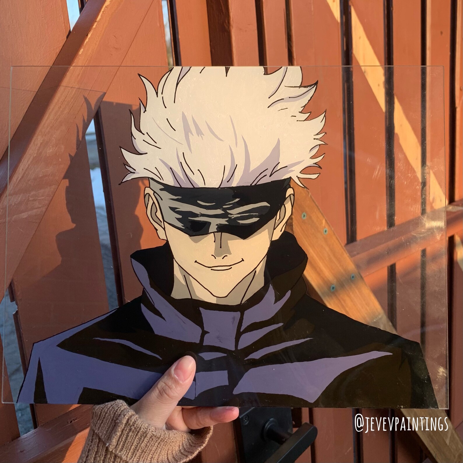 Gojo Jujutsu Kaisen Glass Painting Etsy UK