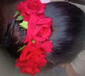 Artificial Rose Flower Gajra Hair Accessories juda Decor bride For Wedding Mehndi Hair Veni Tiara Party Bun  Women Roses Hair Gajra Flowers