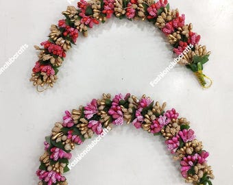 Veni Tiara Party Bun Hair Accessories juda Decor bride For Wedding Mehndi Hair  Women Roses Hair Gajra Flower jewellery Pollen Flower Haldi