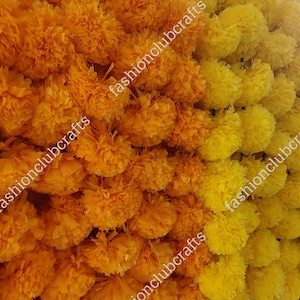 Indian Genda Flower Strings Wedding Decoration Artificial Marigold Flower String Real Look Marigold Haldi Mehndi stage Setup Diwali Decor