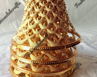 10 Piece Lot 4.5 Inche Golden Bell Christmas Tree Decoration Crafting Material Plastic Bell with Beautiful Design Indian Wedding Decoration
