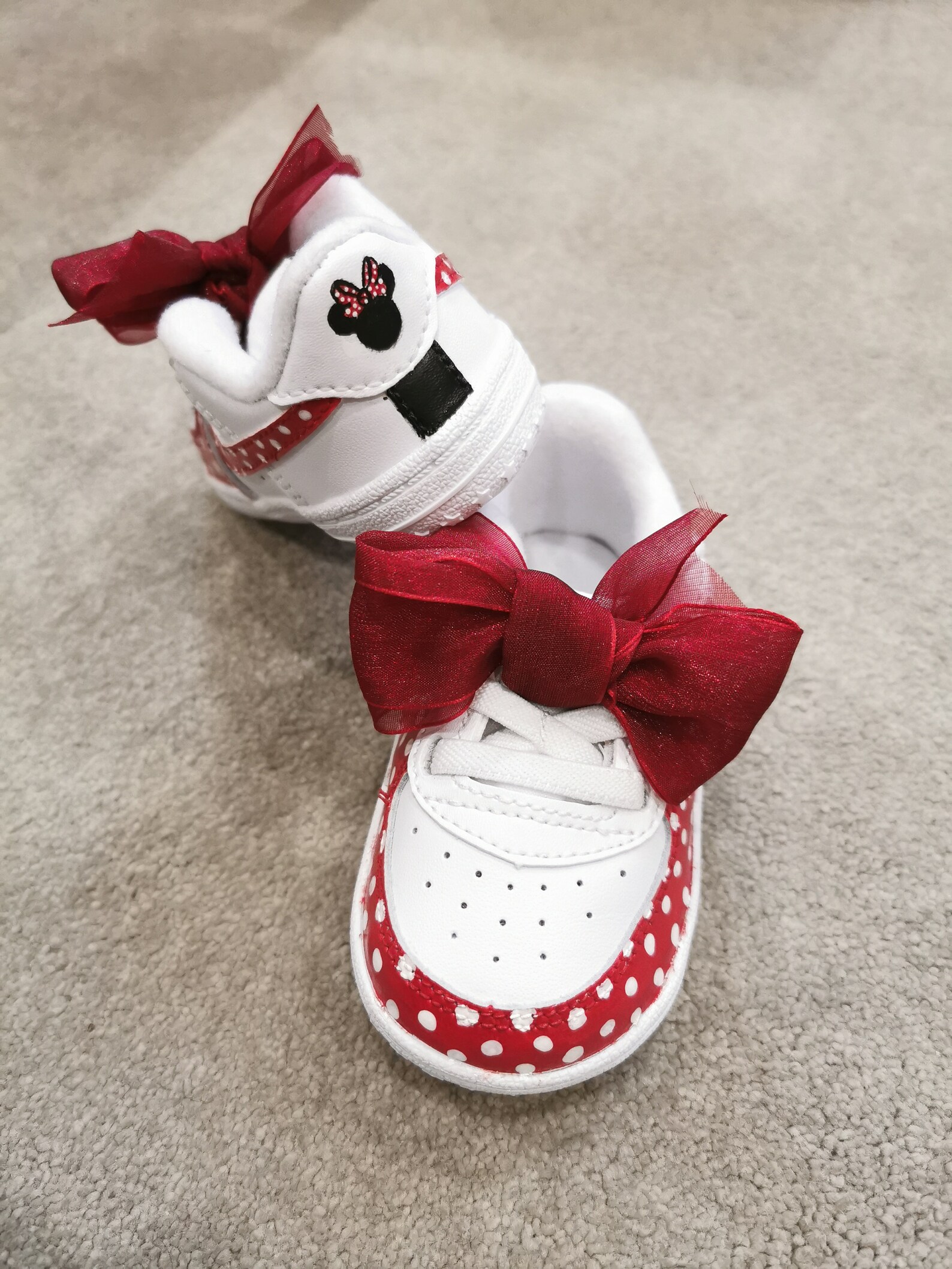 CUSTOM Crib infant Nike Air Force 1 White Red Custom Minnie Etsy