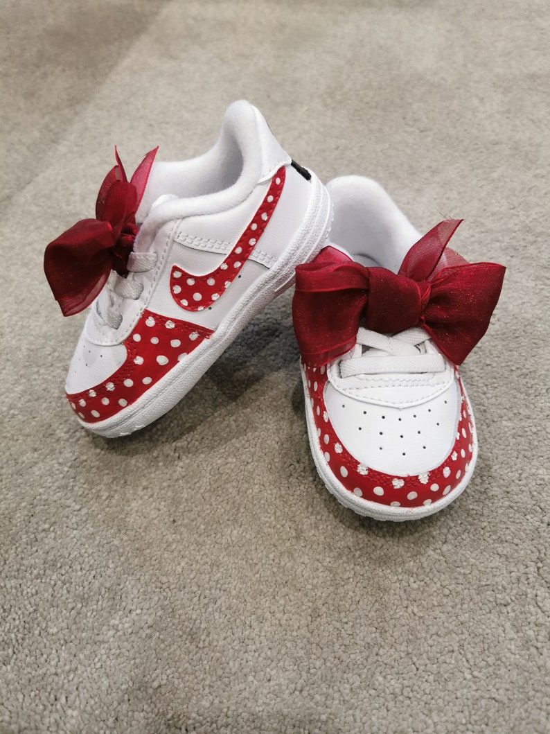 CUSTOM Crib infant Nike Air Force 1 White Red Custom Minnie | Etsy