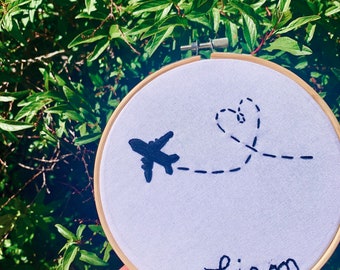 Simple airplane  modern decor custom  embroidery Nursery Decor Baby shower gift