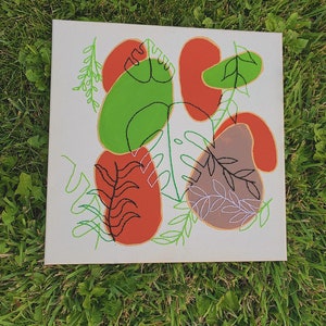 Modern Minimalistic Plant Canvas Embroidery 10x10 Canvas