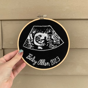 Personalized Ultrasound Embroidery, perfect for baby showers, gifts, pregnancy announcement or bereavement