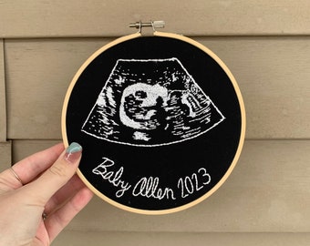 Personalized Ultrasound Embroidery, perfect for baby showers, gifts, pregnancy announcement or bereavement