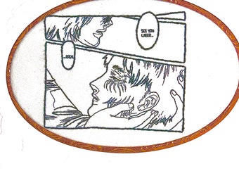 Attack on Titan Manga Panel Embroidery “See You Later Eren” Mikasa and Eren Final Manga Panel