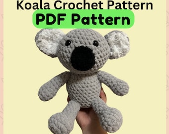 Koala Crochet Pattern Plushie, PDF PNG Instant Download, Amigurumi Koala Digital File