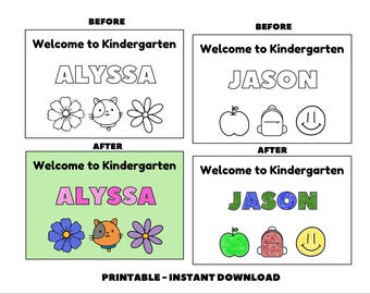 Coloriage personnalisé pour la maternelle, activité avec nom personnalisé (téléchargement numérique)