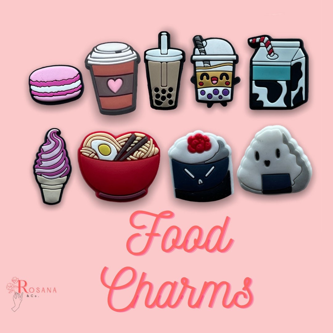 Food Croc Charms, Boba tea Charms, Ramen charm, funny charms, croc ch…