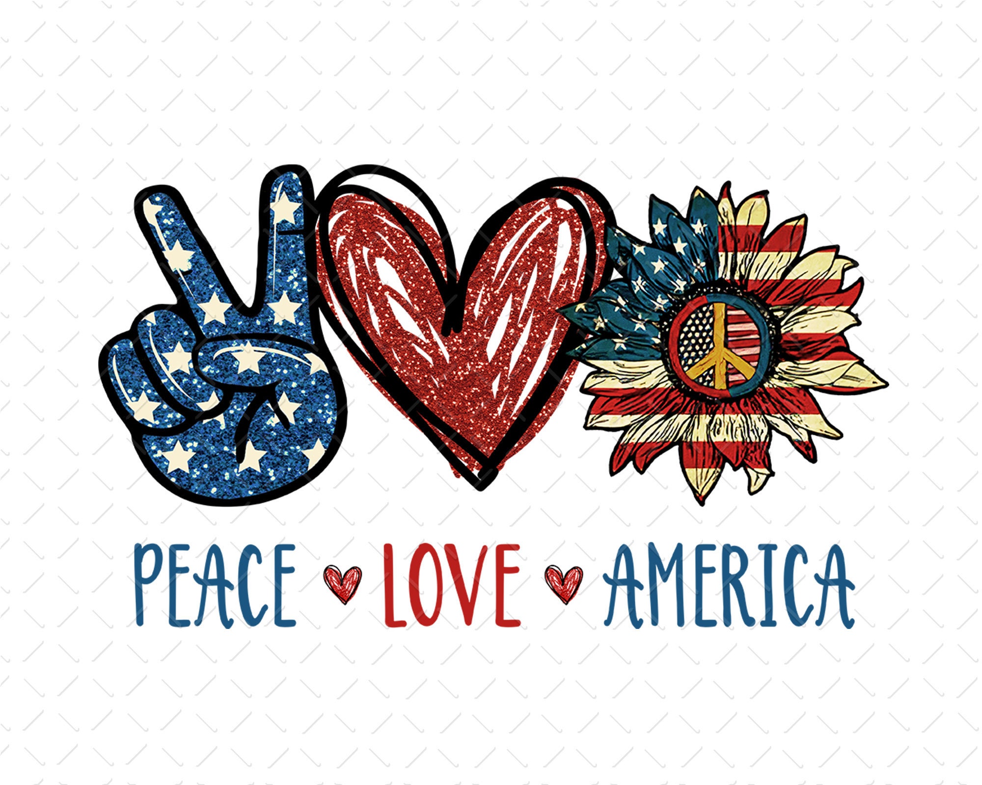 Peace Love America Png Amerikaanse Zonnebloem Png | Etsy