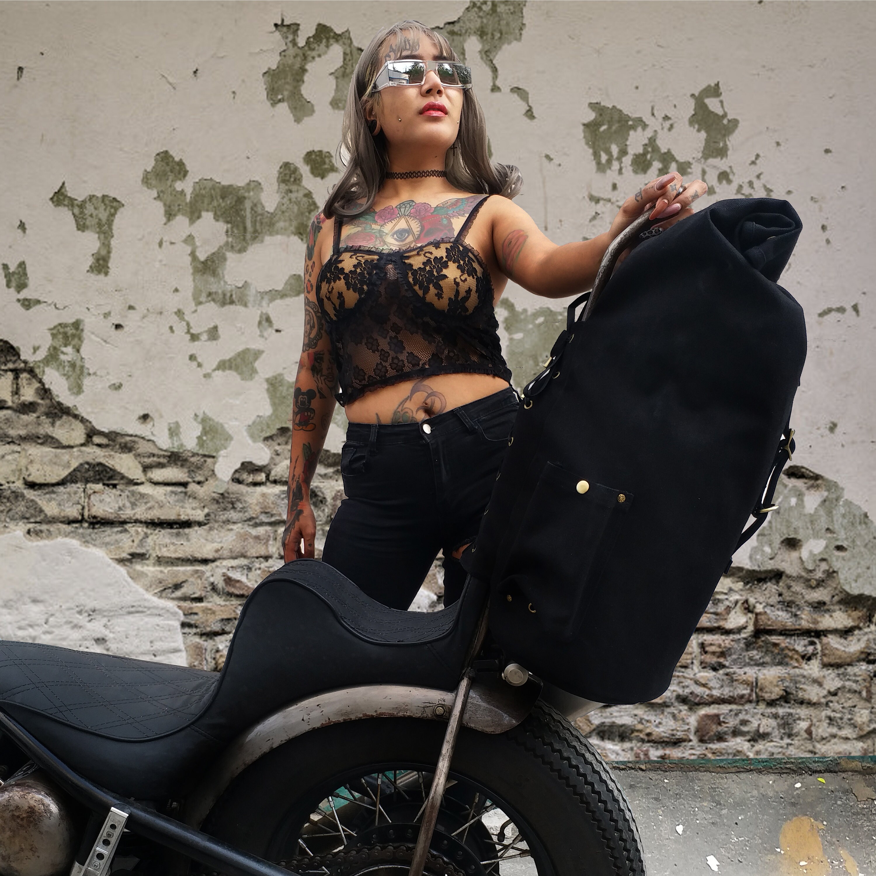 Sissy Bar Duffle Bag Chopper Bobber Custom R9Kustoms Black Etsy