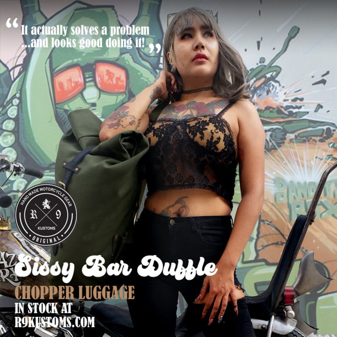 Sissy Bar Duffle Bag Waxed Canvas Chopper Bobber Custom Etsy Australia