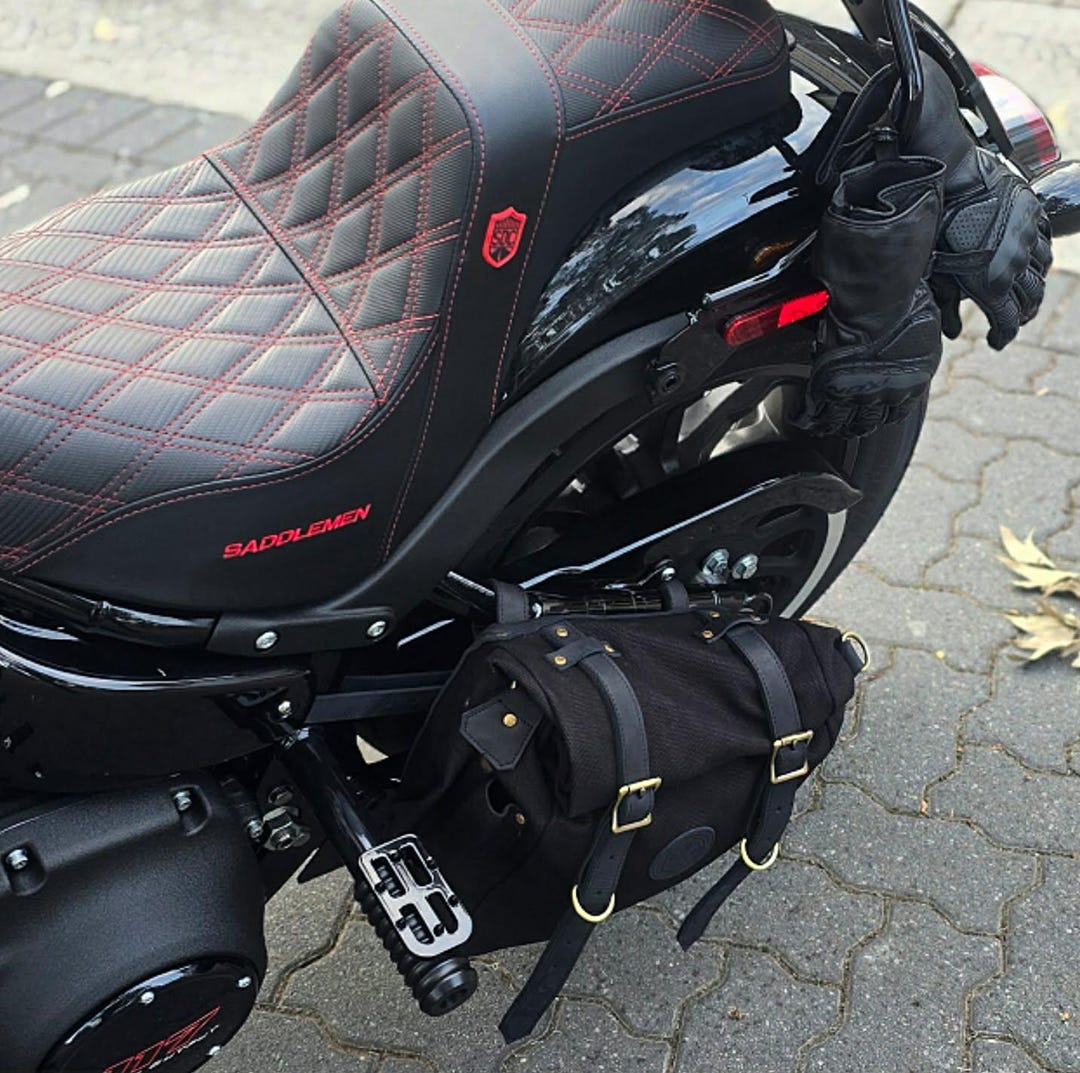 R9kustoms Sinner Rolltop Swingarm Bag / Hardtail Pannier (black