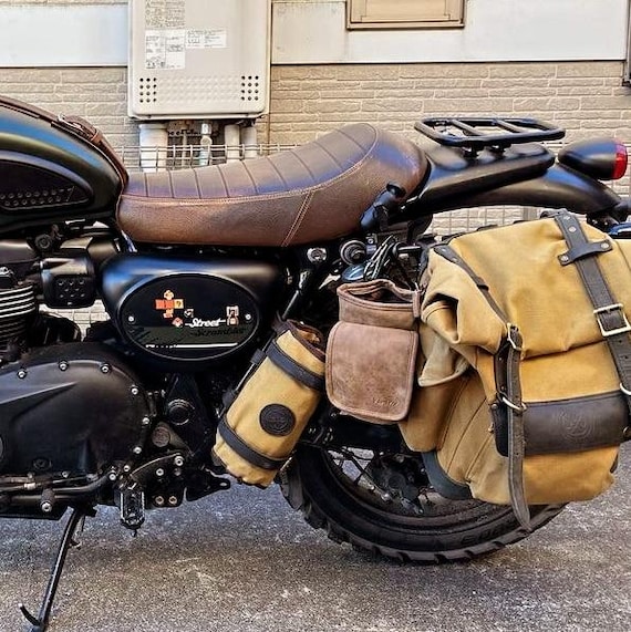 Motorcycle Pannier Saddlebag Waterproof Waxed Canvas Multi