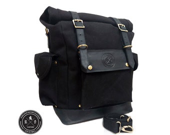 Waterproof Waxed Canvas Motorcycle Pannier: Triumph, Enfield, Scrambler - R9Kustoms Original