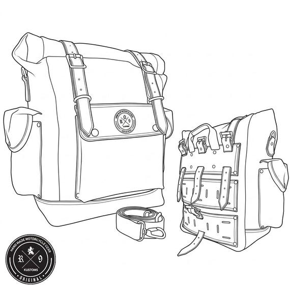 Waterproof Waxed Canvas Motorcycle Pannier - Black Rolltop