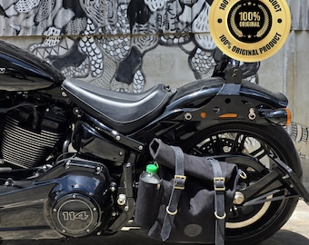 Harley Davidson Softail Hardtail Rolltop Swingarm Pannier Saddlebag (Black) R9Kustoms Original