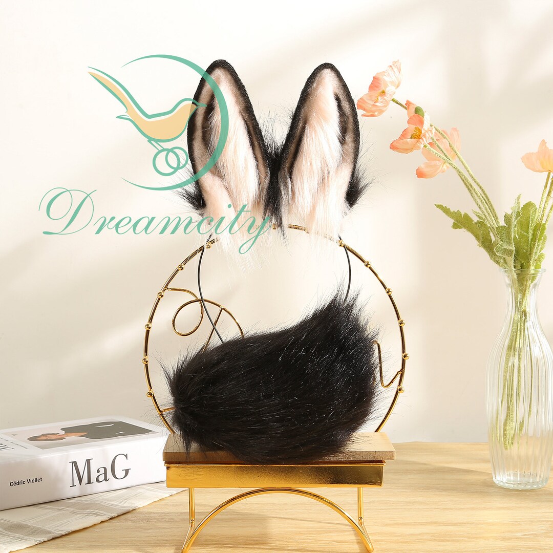New Black Rabbit Ears and Bunny Tail COSPLAY Butt Plug Handmade Animal Ears Performance Costume