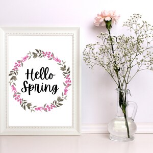 Hello Spring Print | Spring Printable Wall Art | Welcome Spring Digital Download | Spring Quotes