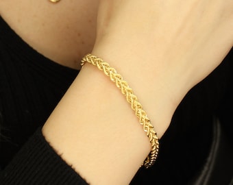 14k Solid Gold Rope Bracelet Double Rope Chain Bracelet Braided Rope Bracelet Handmade Fine Jewelry Christmas Gift For Her Mother's Day