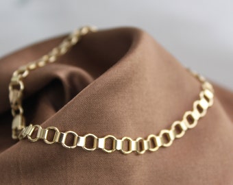 14k Gold 5mm Rolo Link Chain Bracelet Handmade Fine Jewelry Minimalist Round Bracelet Rolo Chain Bracelet Gift For Women Christmas Gift