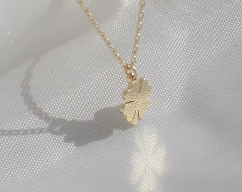 Mini Clover Necklace Gold Four Leaf Clover Necklace 14k Solid Gold Minimalist Necklace Lucky Pendant Christmas Gift For Her Birthday Gift